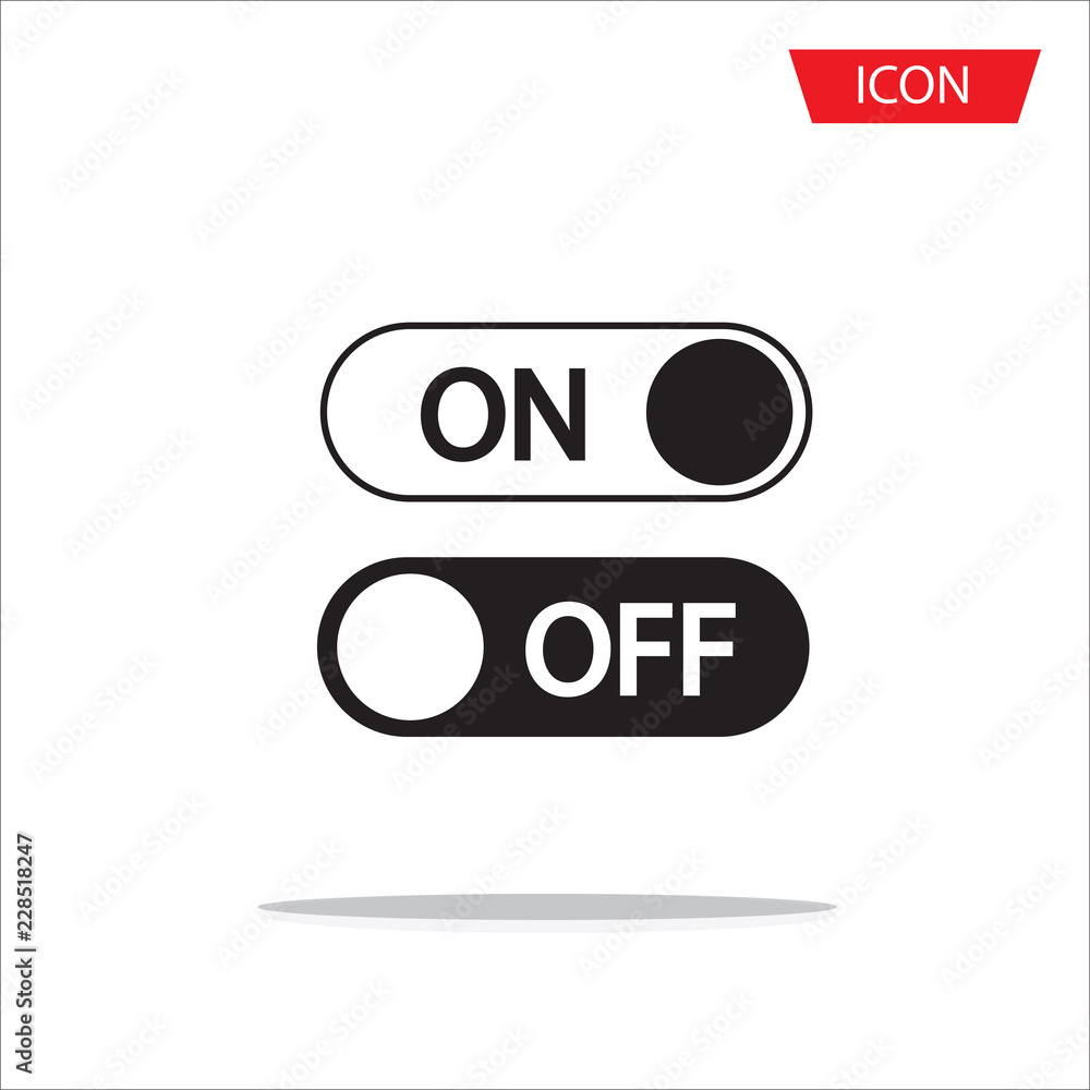 On off vector icon, switch symbol. Modern icon isolated on white background. On off vector icon, switch symbol. Modern icon isolated on white background.