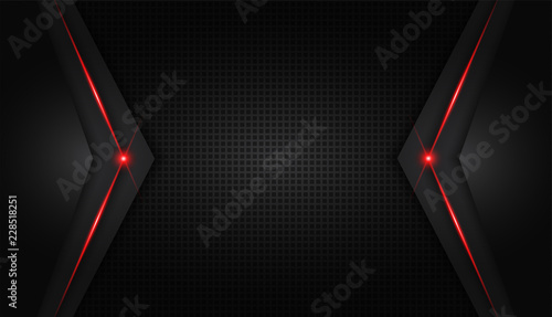 abstract metallic red shiny color black frame layout modern tech design vector template background
