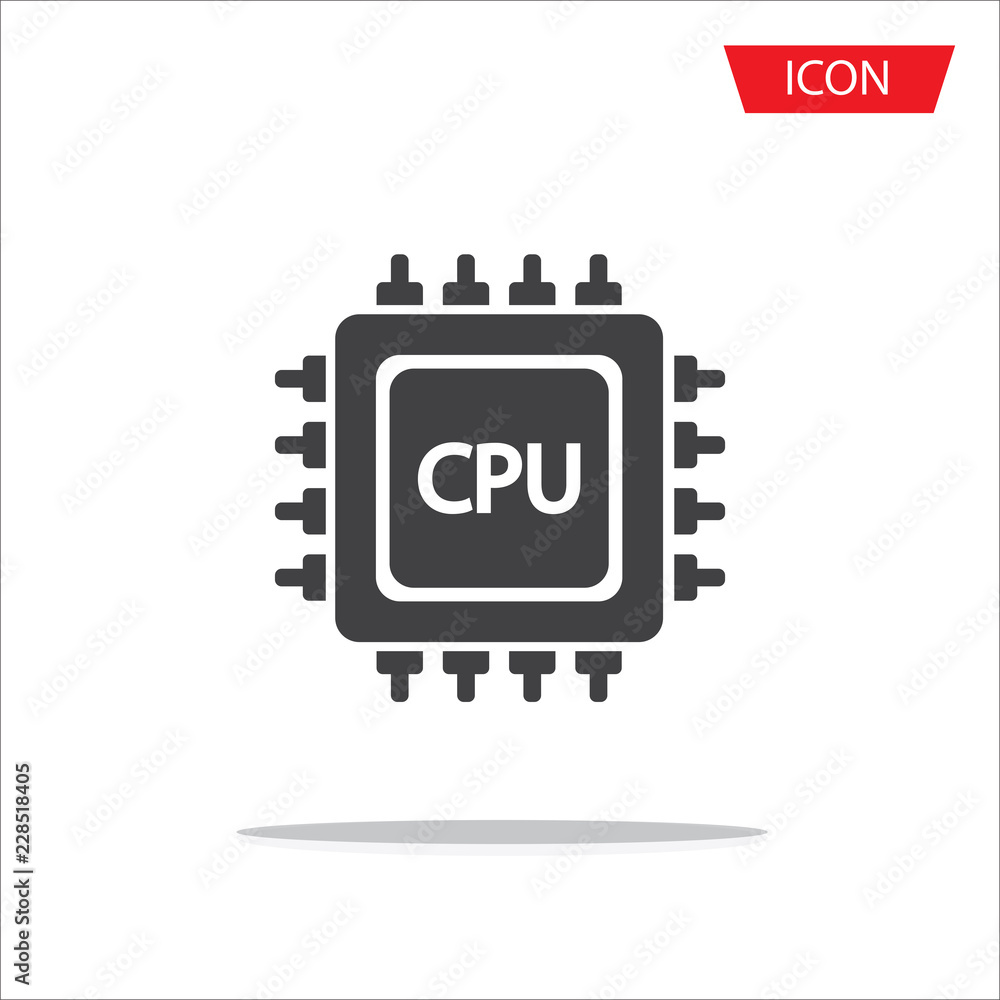 CPU icon vector, central processing unit icon vector isolated on white background. CPU icon vector, central processing unit icon vector isolated on white background.