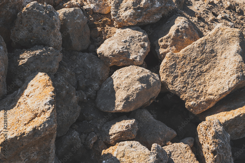 Pile of limestone large lumps
