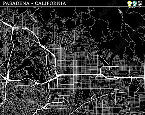 Simple map of Pasadena, California