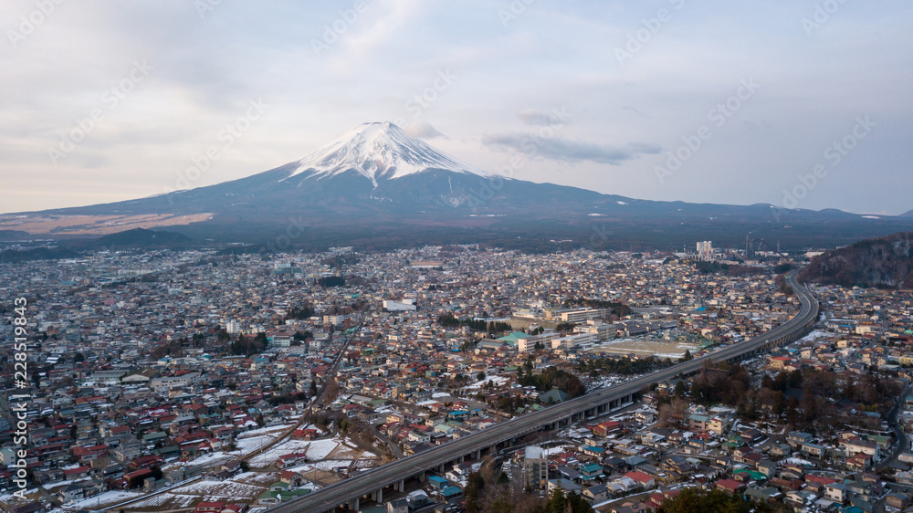Aerial View of Fuji Mountain,Japan.