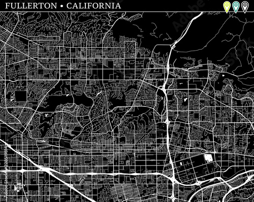 Simple map of Fullerton, California