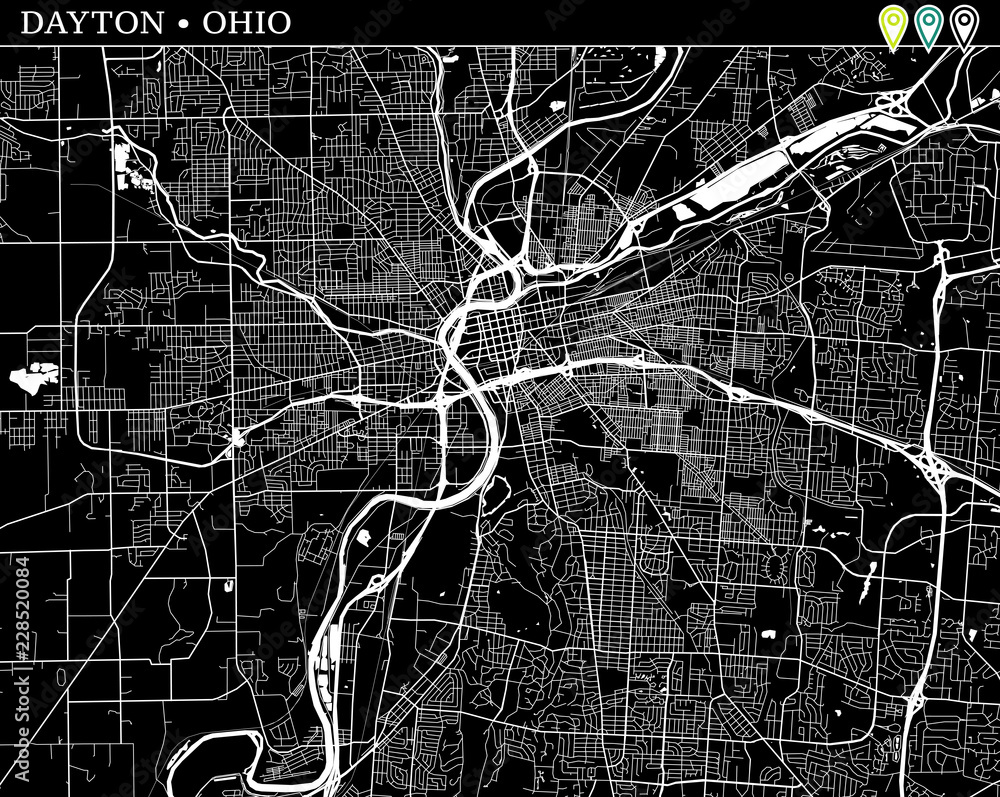 Simple map of Dayton, Ohio