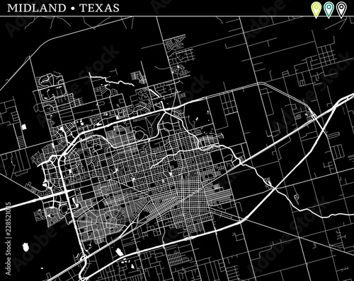 Wall Mural Simple map of Midland, Texas