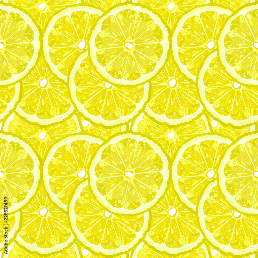 Lemon seamless pattern. Citrus fruit background. Elements for menu, greeting cards, wrapping paper, cosmetics packaging, posters etc