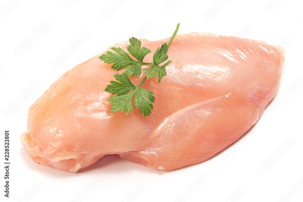 Raw chicken breast fillet isolated on white Raw chicken breast fillet isolated on white