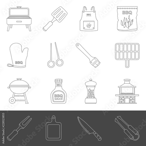 Line Icons - Barbecue Tools & Accessories
