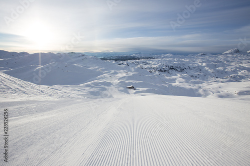 Beautiful winter panorama with ski slope.