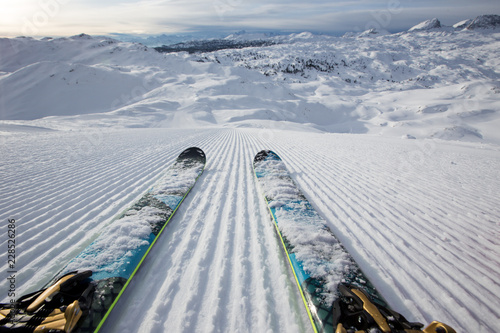Beautiful winter panorama with ski slope.
