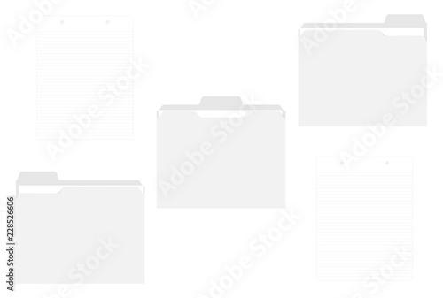 Letter size file folders with cut tabs and hole punched lined paper