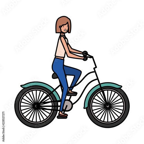 young woman in bicycle character