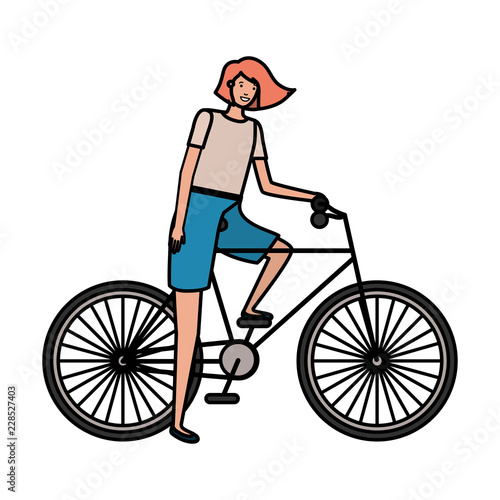 young woman in bicycle character