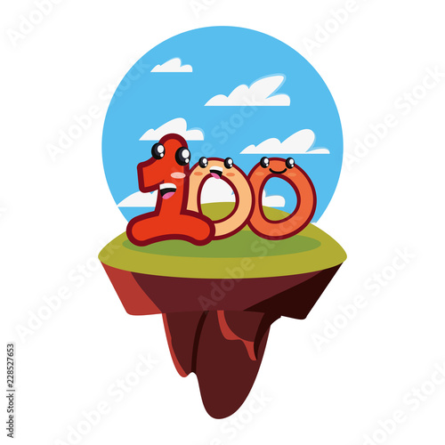 kawaii number one hundred character cartoon