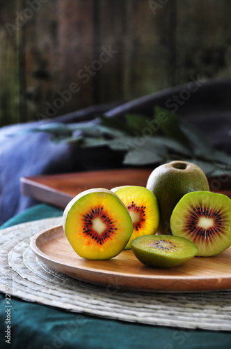 Close up Piece of Red Kiwifruit