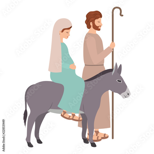virgin mary in mule and saint joseph