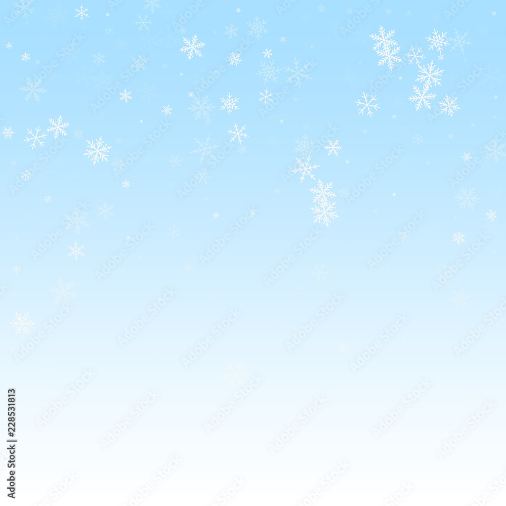 Sparse snowfall Christmas background. Subtle flyin