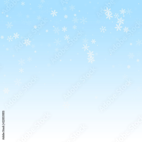 Sparse snowfall Christmas background. Subtle flyin