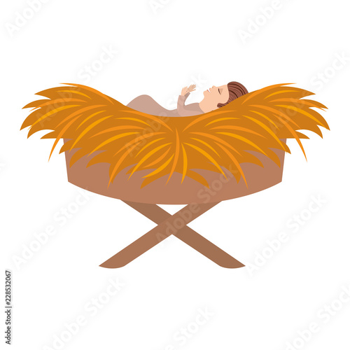 jesus baby in cradle of straw