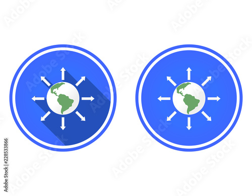 World expansion round flat icon, Social Community icon isolated on white background