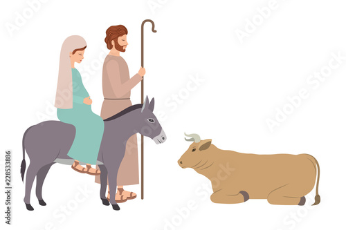 virgin mary in mule and saint joseph