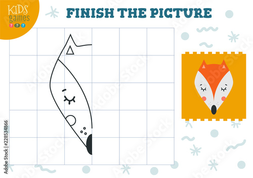 Copy picture vector illustration. Complete and coloring game