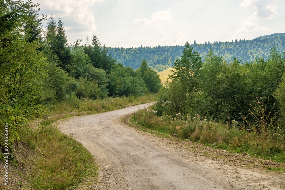 Dirt road leading to the rocks in the mountains, summer landscape. Dirt road leading to the rocks in the mountains, summer landscape.
