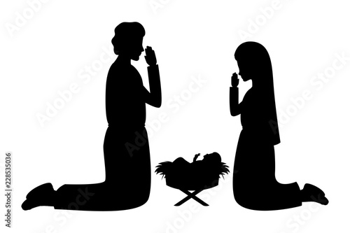 holy family silhouettes manger characters