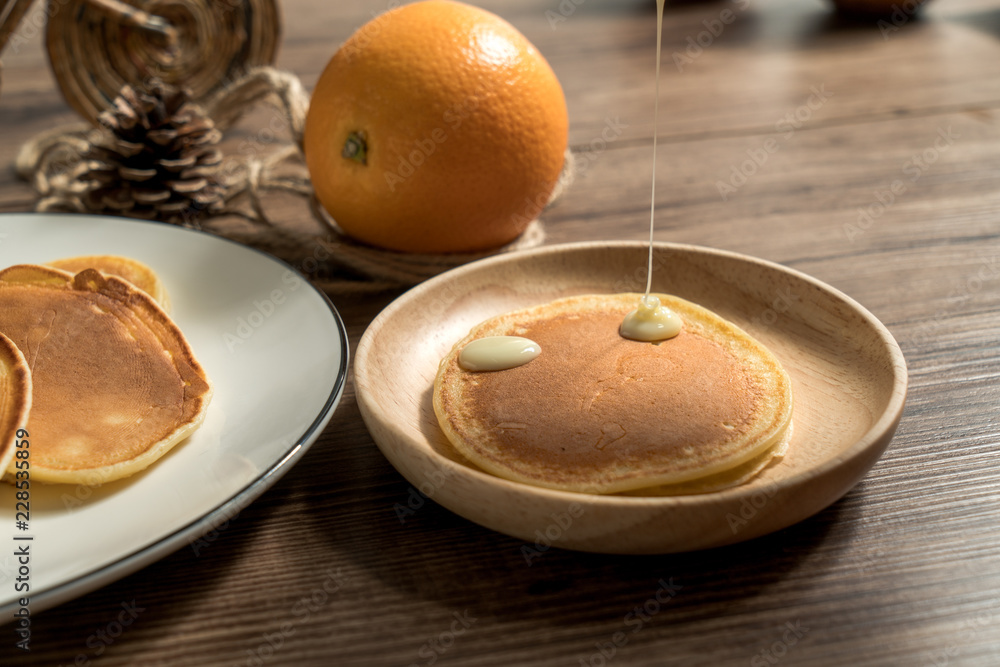 dorayaki with wood grain background dorayaki with wood grain background
