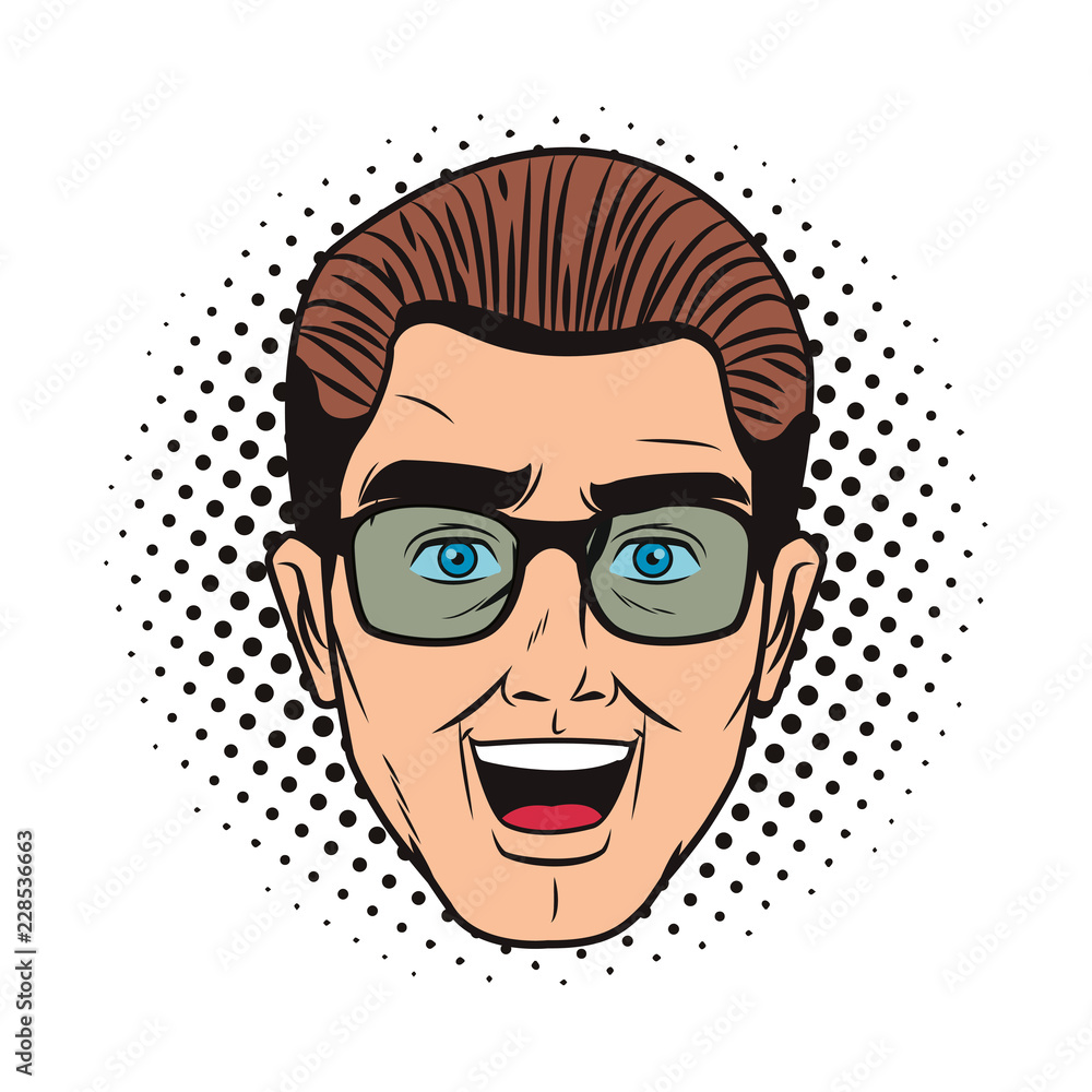 Pop art man face Pop art man face