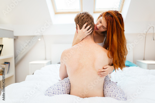 Couple in love enjoying foreplay