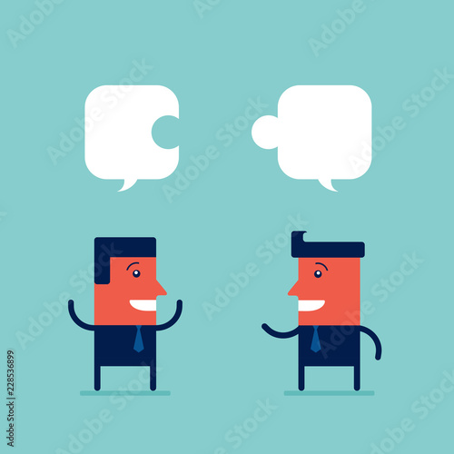 Businessman collecting a puzzle Partnership and teamwork concept Vector illustration