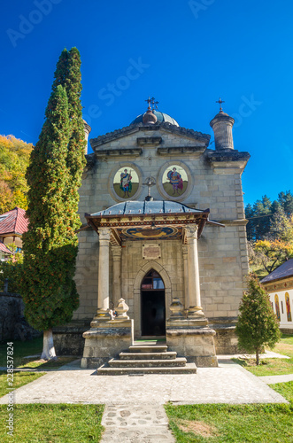 Stanisoara monastery in Cozia National Park. Autumn in Cozia, Carpathian Mountains, Romania.