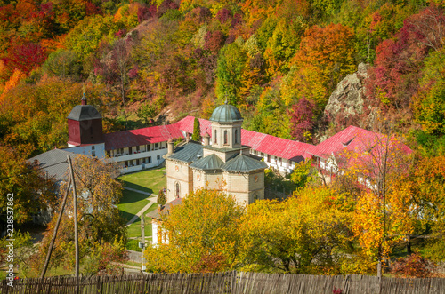 Stanisoara monastery in Cozia National Park. Autumn in Cozia, Carpathian Mountains, Romania. photo