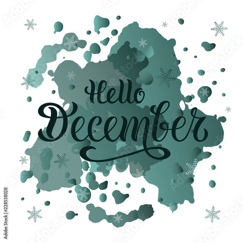 Vector illustration of hello december for typography poster, logotype, flyer, banner, greeting card or postcard.