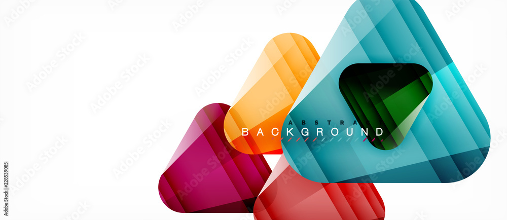 Glass triangles modern geometric composition, abstract background Glass triangles modern geometric composition, abstract background