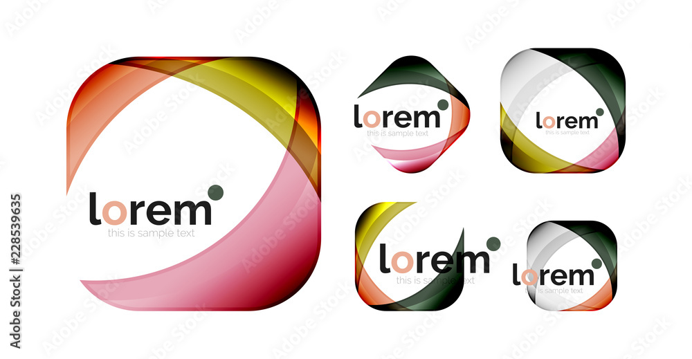 Set of geometric shape convergence logo design templates Set of geometric shape convergence logo design templates