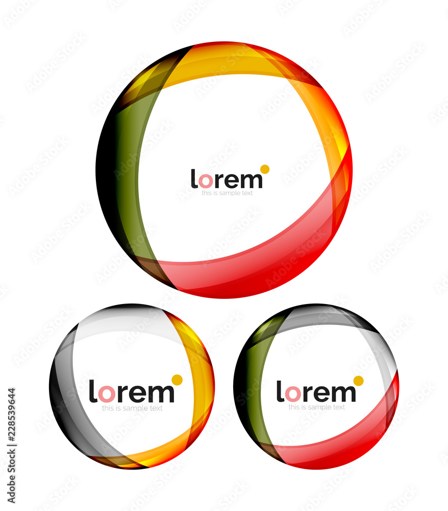 Set of geometric shape convergence logo design templates