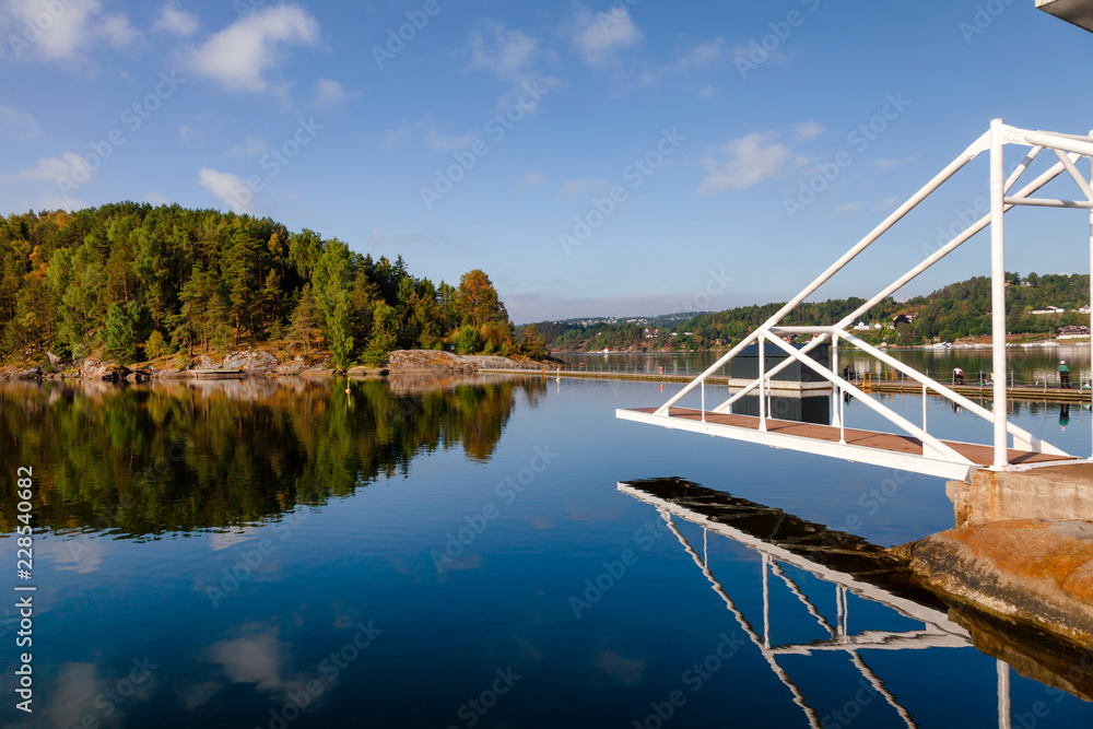 Diving platform in Olavsberget bathing area near Porsgrunn Telemark Norway Scandinavia Diving platform in Olavsberget bathing area near Porsgrunn Telemark Norway Scandinavia