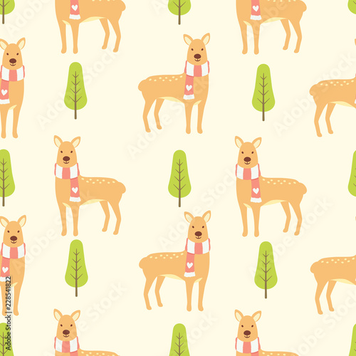 Fototapeta Naklejka Na Ścianę i Meble -  Cute deer seamless pattern background