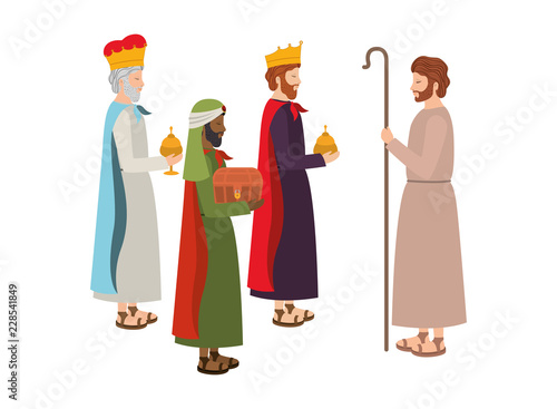 wise kings with saint joseph manger characters
