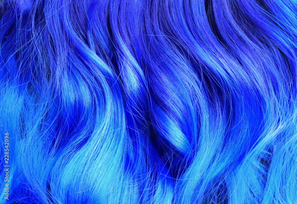 Ombre hair dying black to blue, with turquoise highlights, bright dyed hair,  vivid colors, turquoise hair, blue hair, salon advertising, hair texture  Stock Photo | Adobe Stock