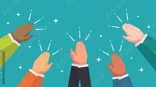 Good feedback of clapping hands from multi ethnic group of business people vector