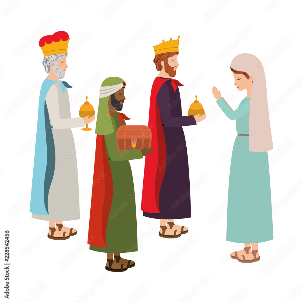 wise kings with mary virgin manger characters