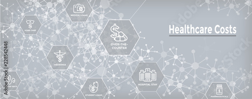 Healthcare costs Icon Set Web Header Banner - expenses showing concept of expensive health care
