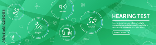 Hearing Test w Hearing Aid or loss / Sound Wave Images Set Web Header Banner