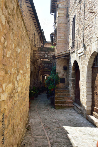 Streets of Spello in Umbria, Italy.