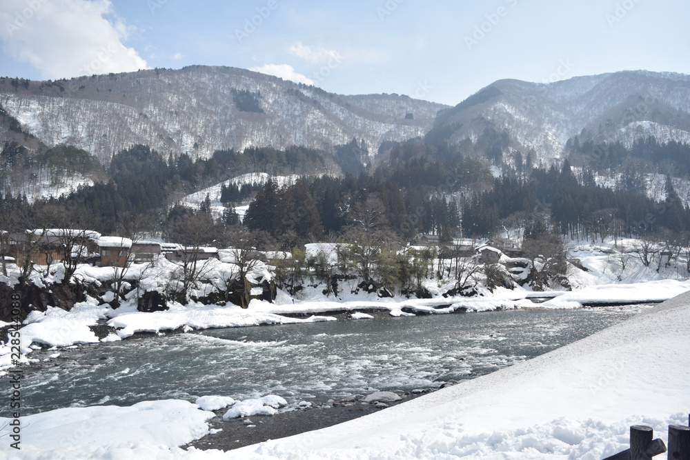 Fototapeta premium winter landscape with mountains and snow