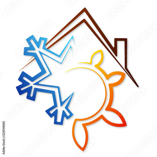 Snowflake and sun symbol for air conditioner