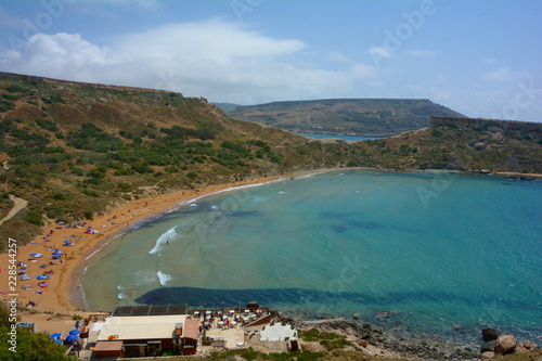 Corners of Golden Bay beaches in the island of Malta